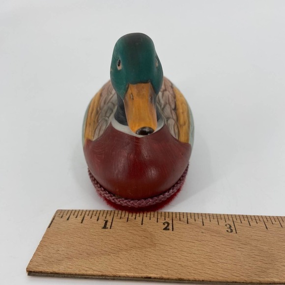 VINTAGE Ceramic Mallard Duck Decoy Figurine Bird Lint Brush 5.5 Inch - Picture 3 of 10